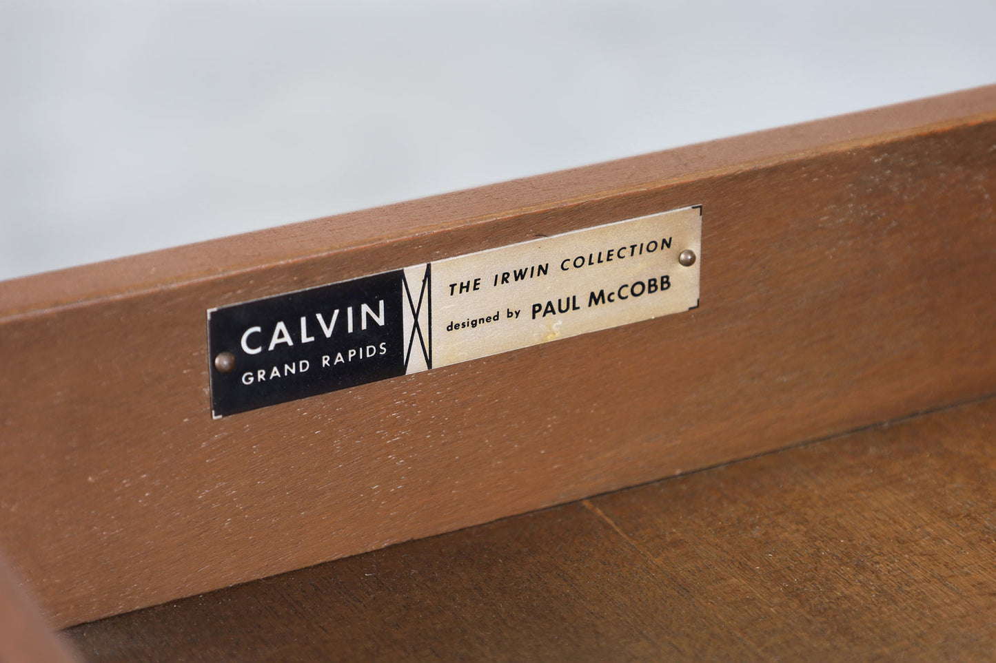 Vintage Travertine and Mahogany “Irwin Collection” Nightstands by Paul McCobb