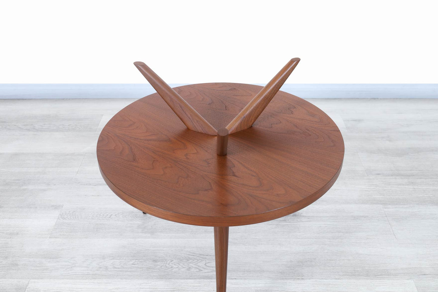 Vintage Two-Tiered Walnut and Glass Tripod Table