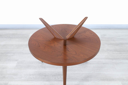 Vintage Two-Tiered Walnut and Glass Tripod Table