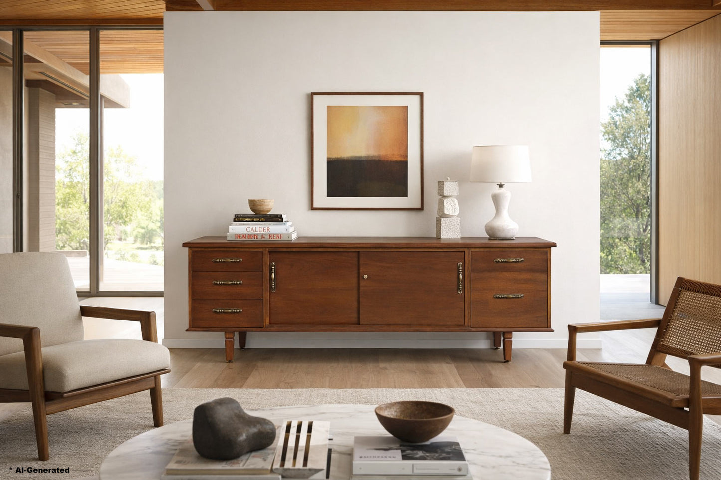 Vintage Walnut Credenza by Maurice Bailey for Monteverdi Young