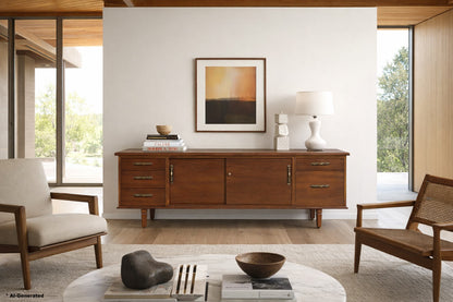 Vintage Walnut Credenza by Maurice Bailey for Monteverdi Young
