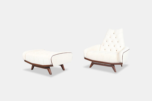 Vintage Walnut "Gondola" Lounge Chair and Ottoman Attributed to Adrian Pearsall