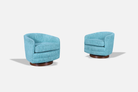 Vintage Walnut Swivel Lounge Chairs by Milo Baughman for Thayer Coggin