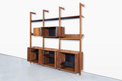 Vintage Walnut Tambour Door Wall Unit by Barzilay