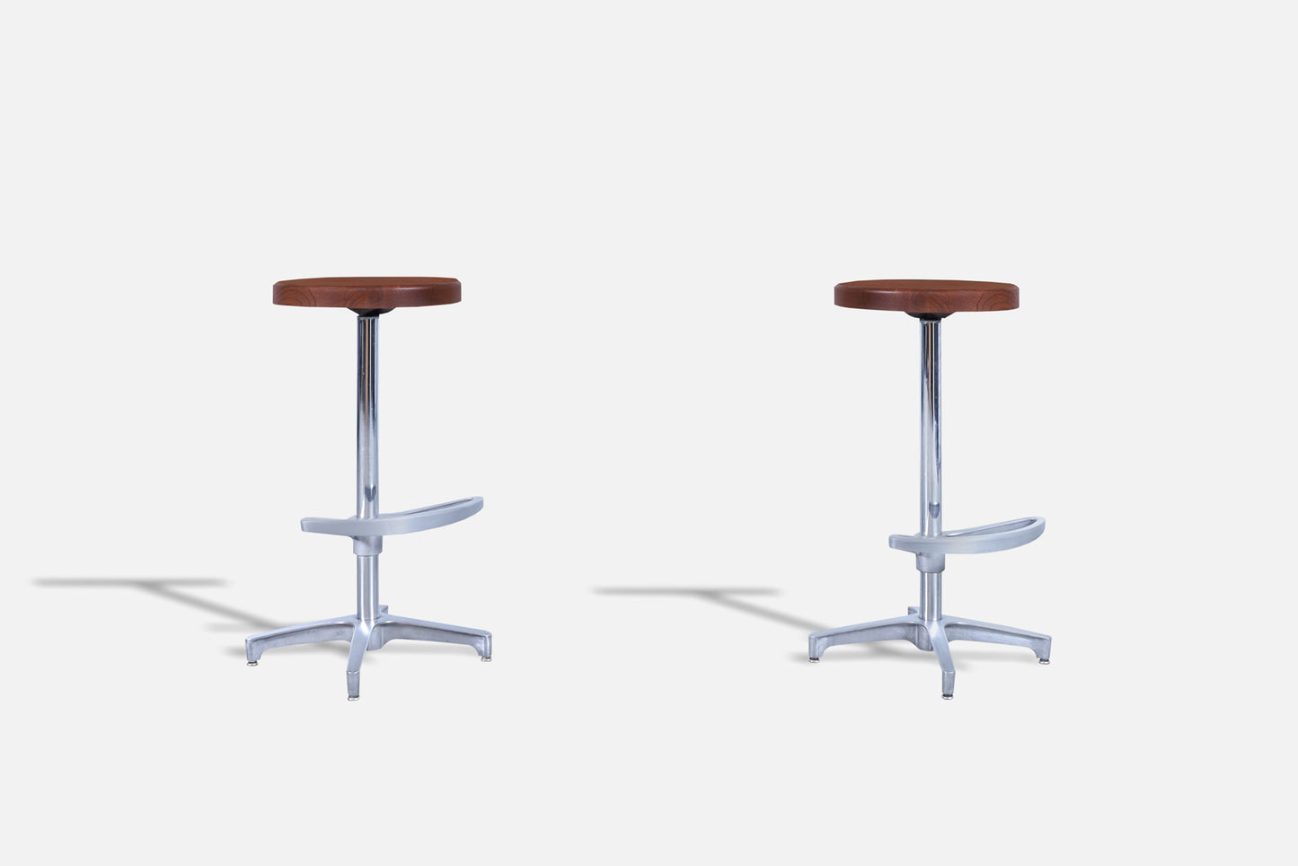 Vintage Walnut and Aluminum Bar Stools