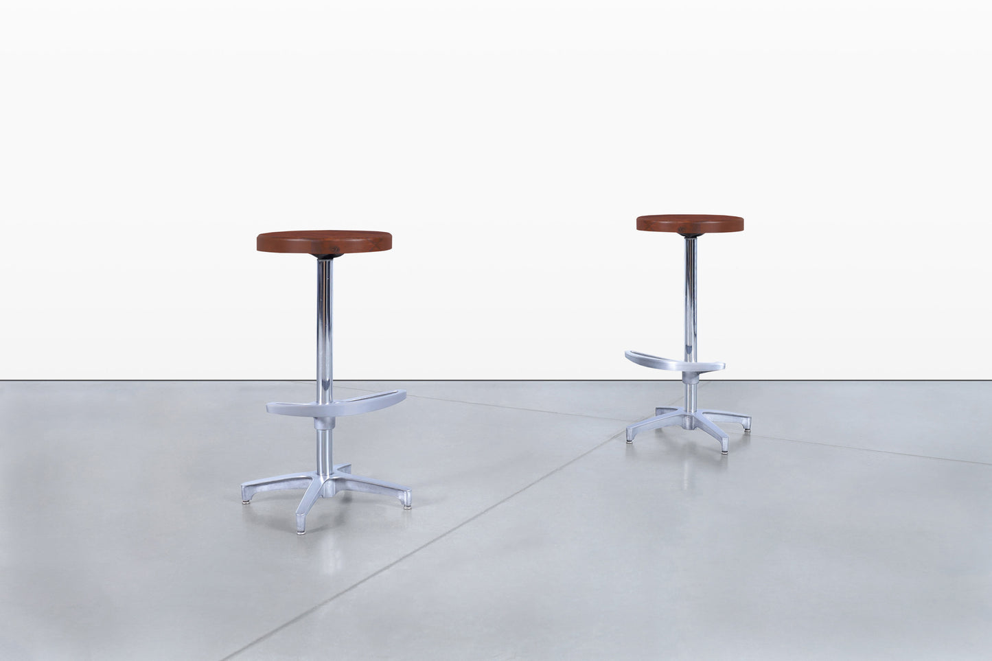 Vintage Walnut and Aluminum Bar Stools