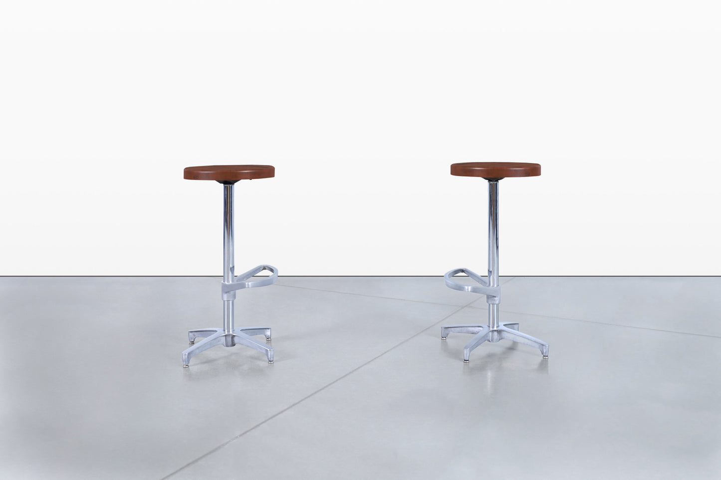 Vintage Walnut and Aluminum Bar Stools
