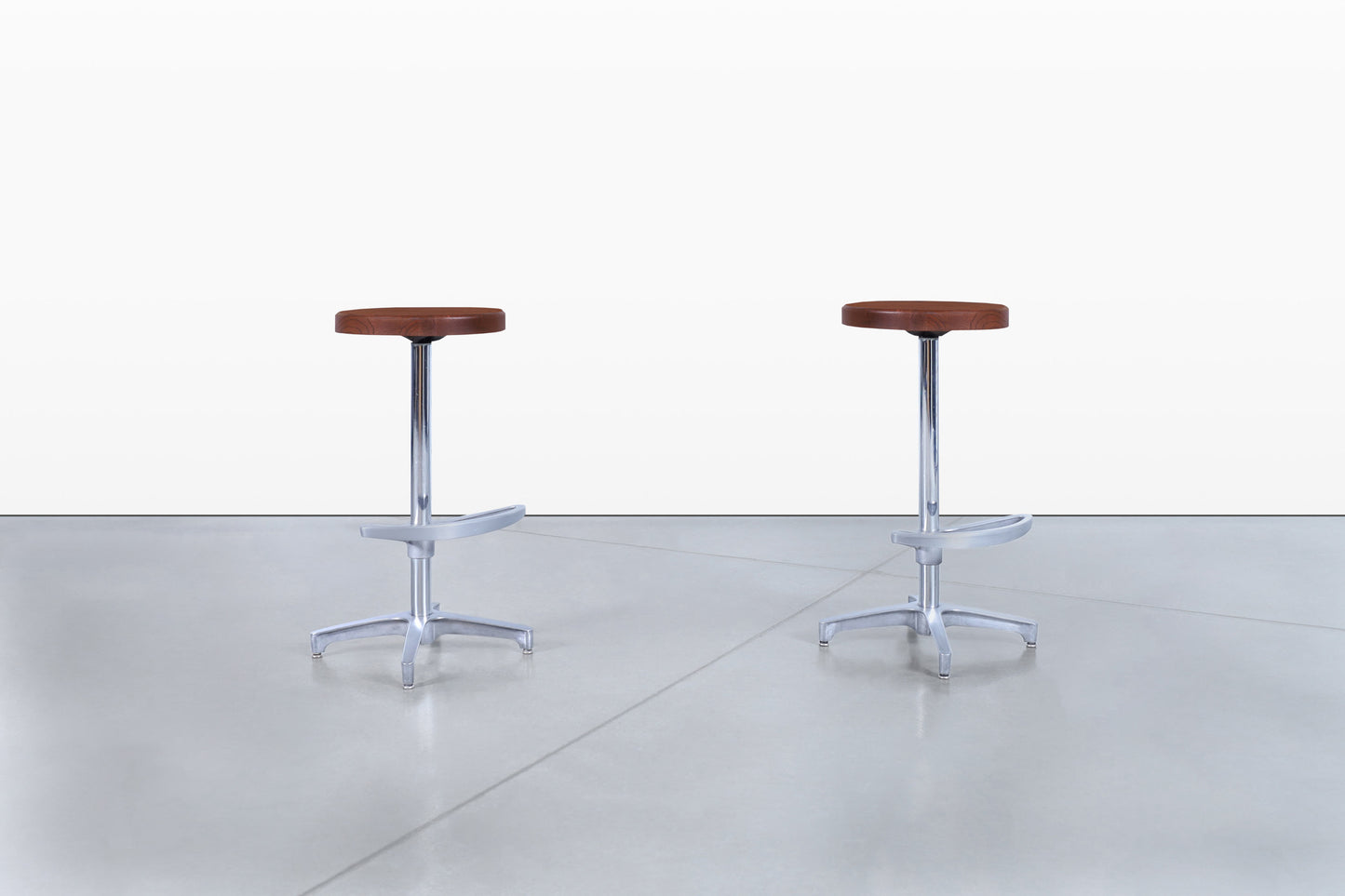 Vintage Walnut and Aluminum Bar Stools