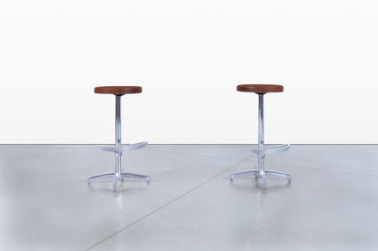 Vintage Walnut and Aluminum Bar Stools