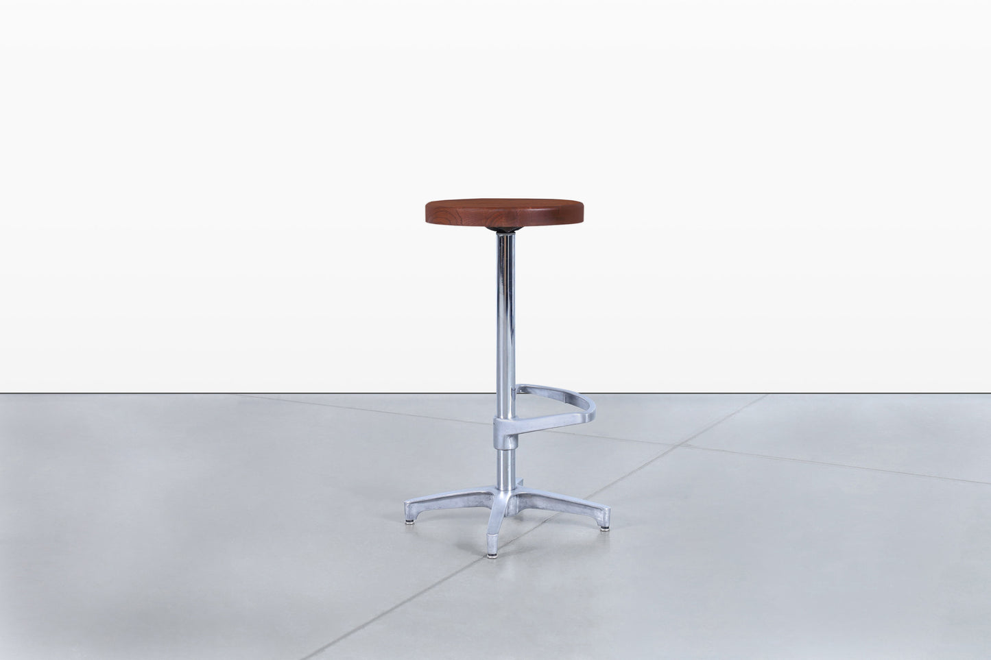 Vintage Walnut and Aluminum Bar Stools