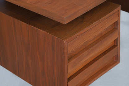 Vintage Walnut and Chrome Executive Desk by John Keal for Brown Saltman