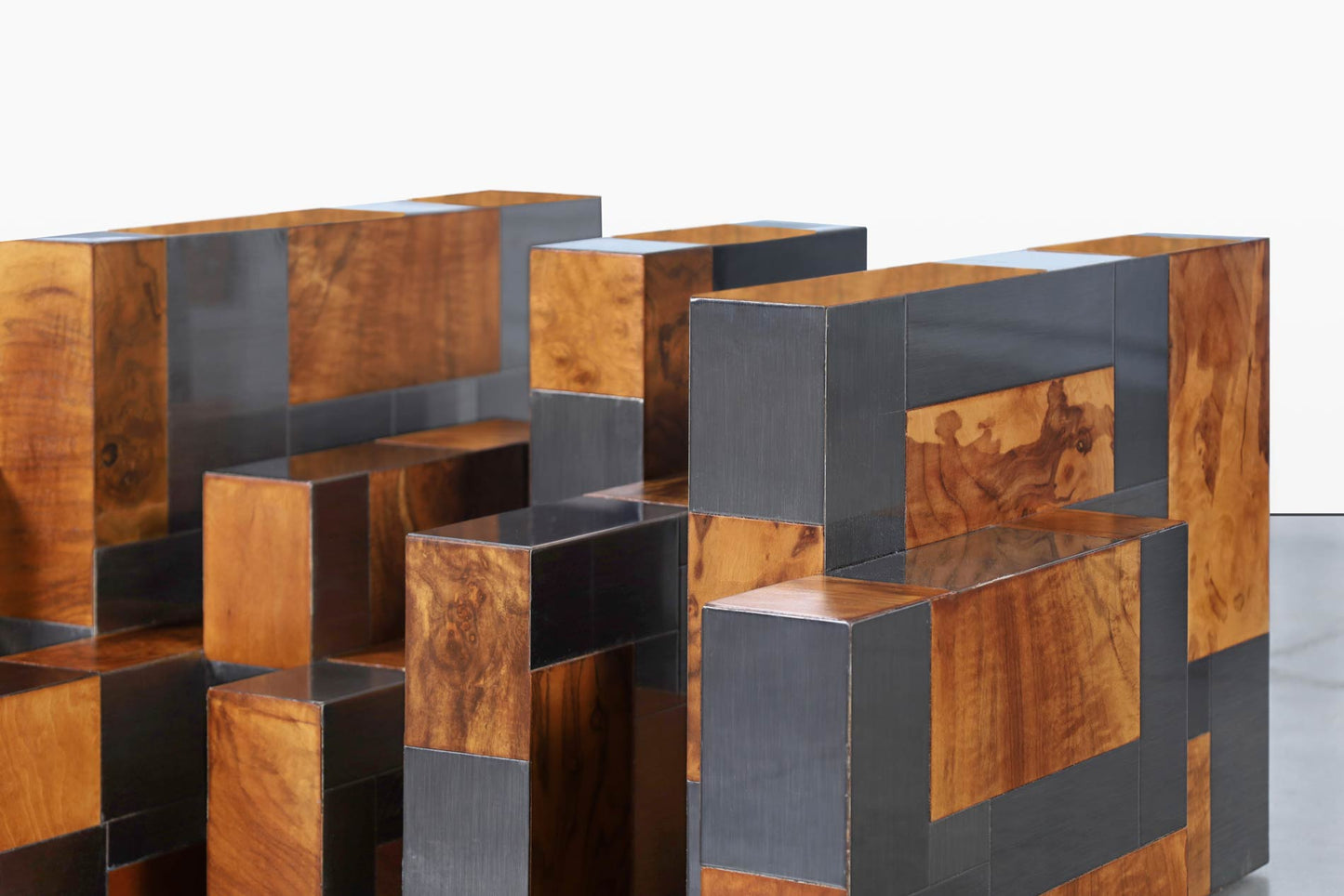 Vintage “Cityscape” Burl and Gunmetal Coffee Table by Paul Evans for Directional