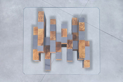 Vintage “Cityscape” Burl and Gunmetal Coffee Table by Paul Evans for Directional