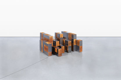 Vintage “Cityscape” Burl and Gunmetal Coffee Table by Paul Evans for Directional