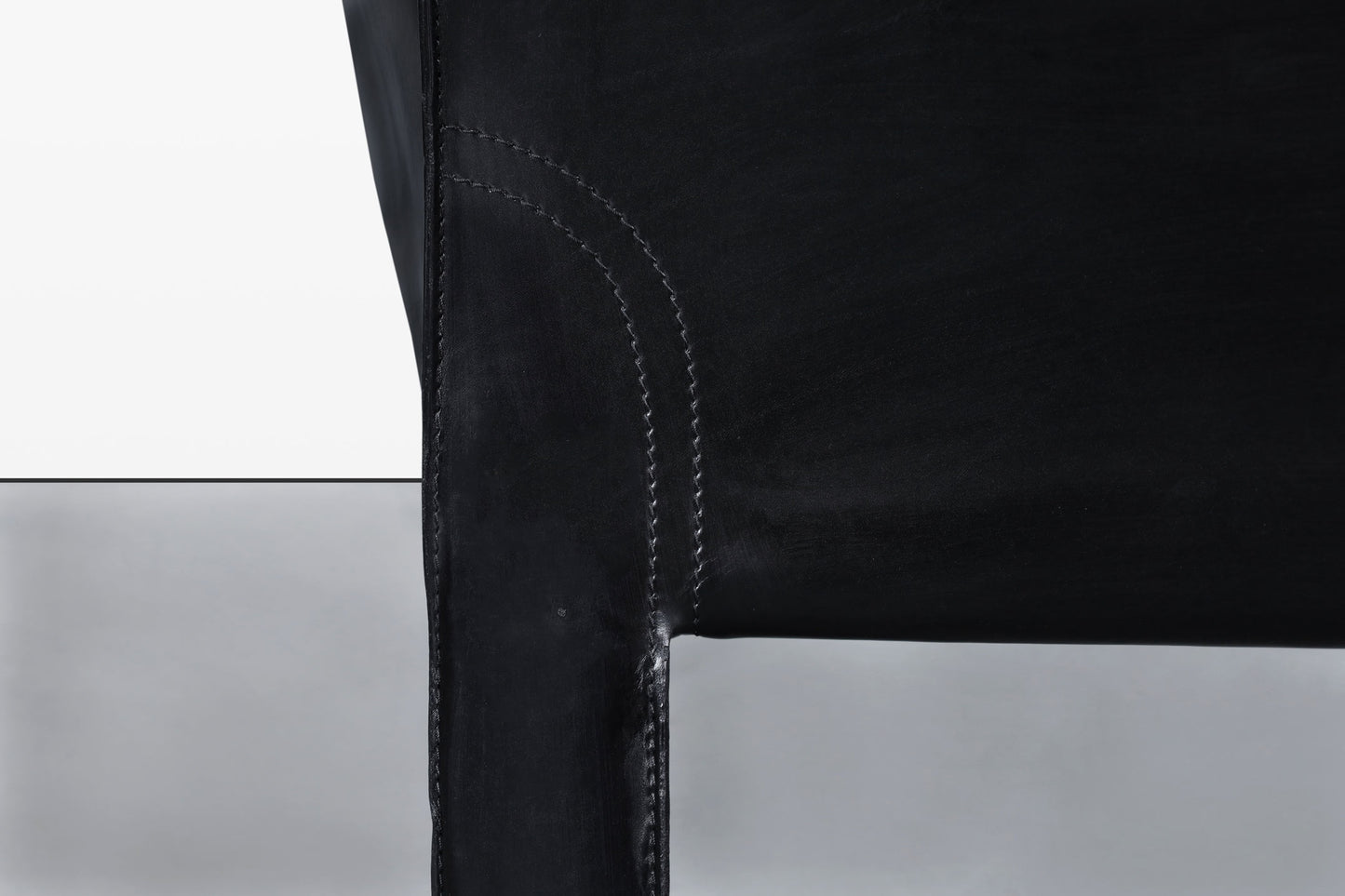 Vintage Black Leather Cab 415 Settee by Mario Bellini for Cassina