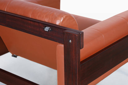 Vintage Brazilian Rosewood & Leather Lounge Chairs by Percival Lafer