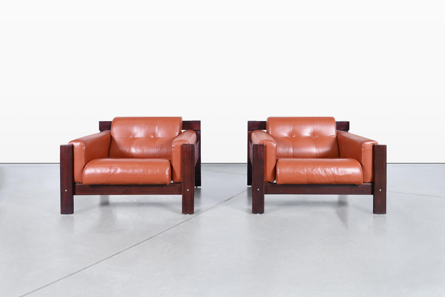 Vintage Brazilian Rosewood & Leather Lounge Chairs by Percival Lafer