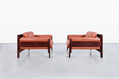 Vintage Brazilian Rosewood & Leather Lounge Chairs by Percival Lafer