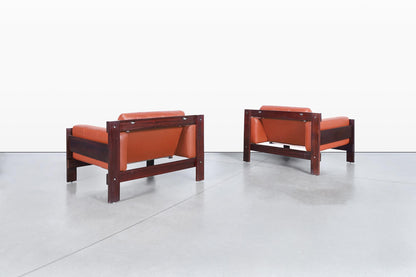 Vintage Brazilian Rosewood & Leather Lounge Chairs by Percival Lafer