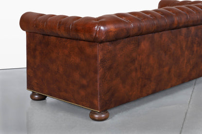 Vintage Brown Leather Chesterfield Sofa