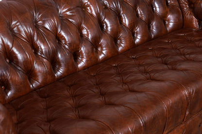 Vintage Brown Leather Chesterfield Sofa