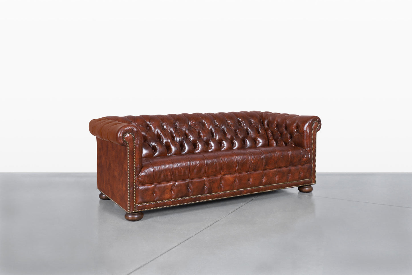 Vintage Brown Leather Chesterfield Sofa