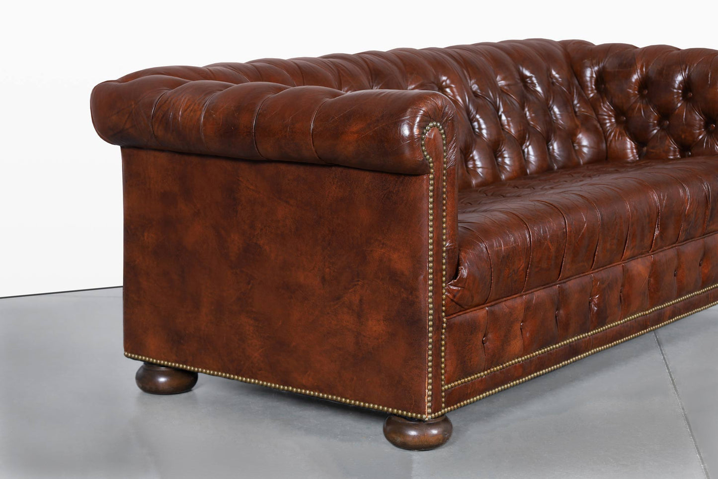 Vintage Brown Leather Chesterfield Sofa