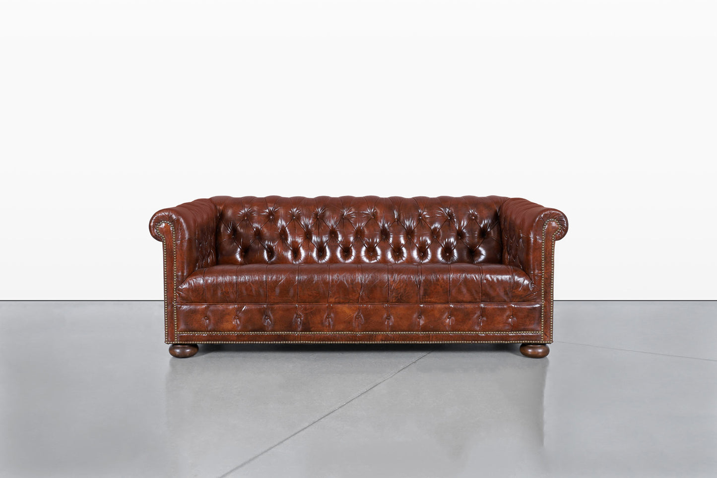 Vintage Brown Leather Chesterfield Sofa