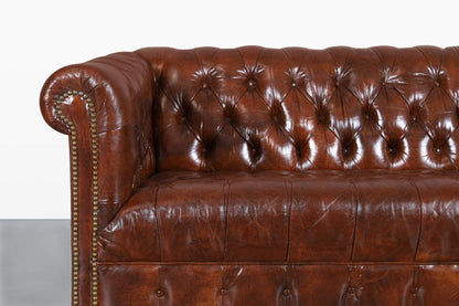 Vintage Brown Leather Chesterfield Sofa