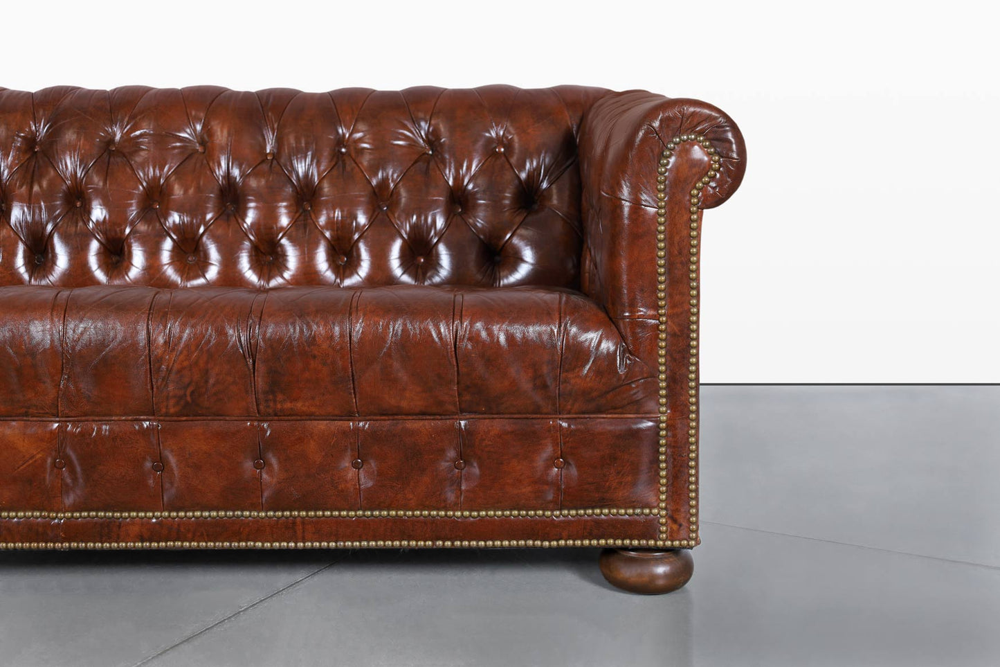 Vintage Brown Leather Chesterfield Sofa