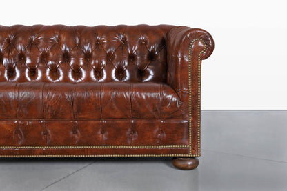 Vintage Brown Leather Chesterfield Sofa