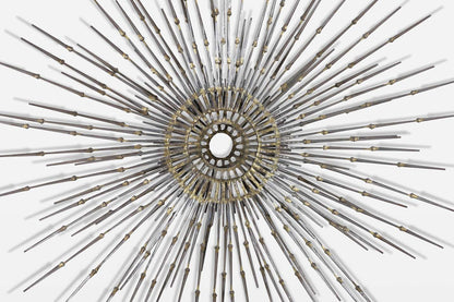 Vintage Brutalist “Starburst” Metal Wall Sculpture by A. Duerst, Signed