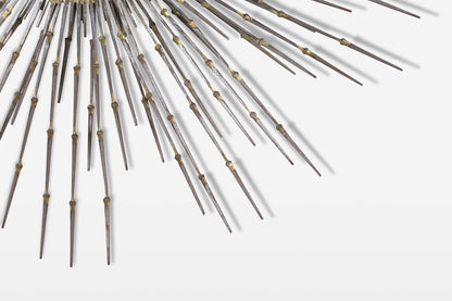 Vintage Brutalist “Starburst” Metal Wall Sculpture by A. Duerst, Signed