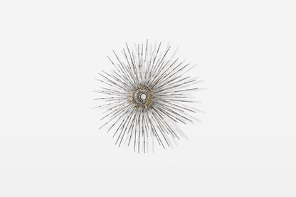 Vintage Brutalist “Starburst” Metal Wall Sculpture by A. Duerst, Signed