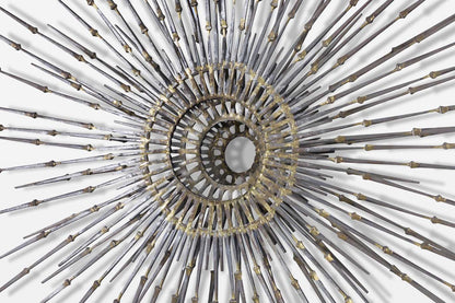 Vintage Brutalist “Starburst” Metal Wall Sculpture by A. Duerst, Signed