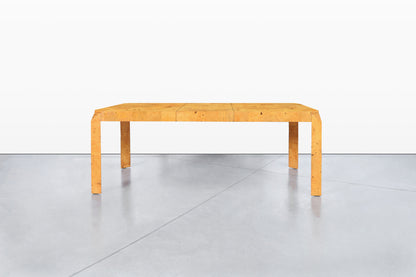 Vintage Burl Wood Parsons Dining Table
