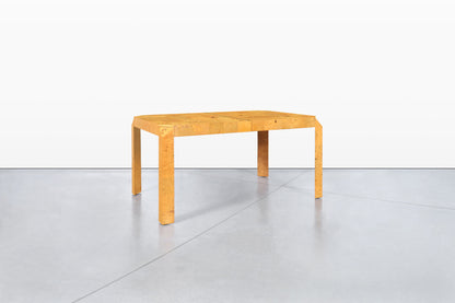 Vintage Burl Wood Parsons Dining Table