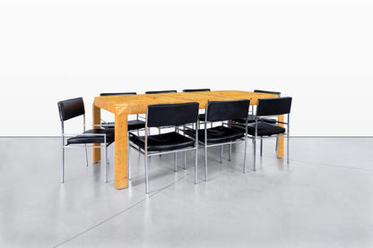 Vintage Burl Wood Parsons Dining Table