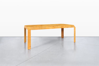 Vintage Burl Wood Parsons Dining Table