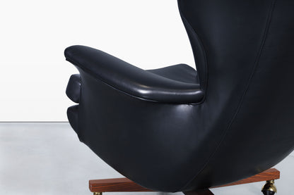 Vintage Leather Swivel Lounge Chair and Ottoman by G-Plan