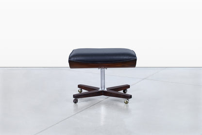 Vintage Leather Swivel Lounge Chair and Ottoman by G-Plan