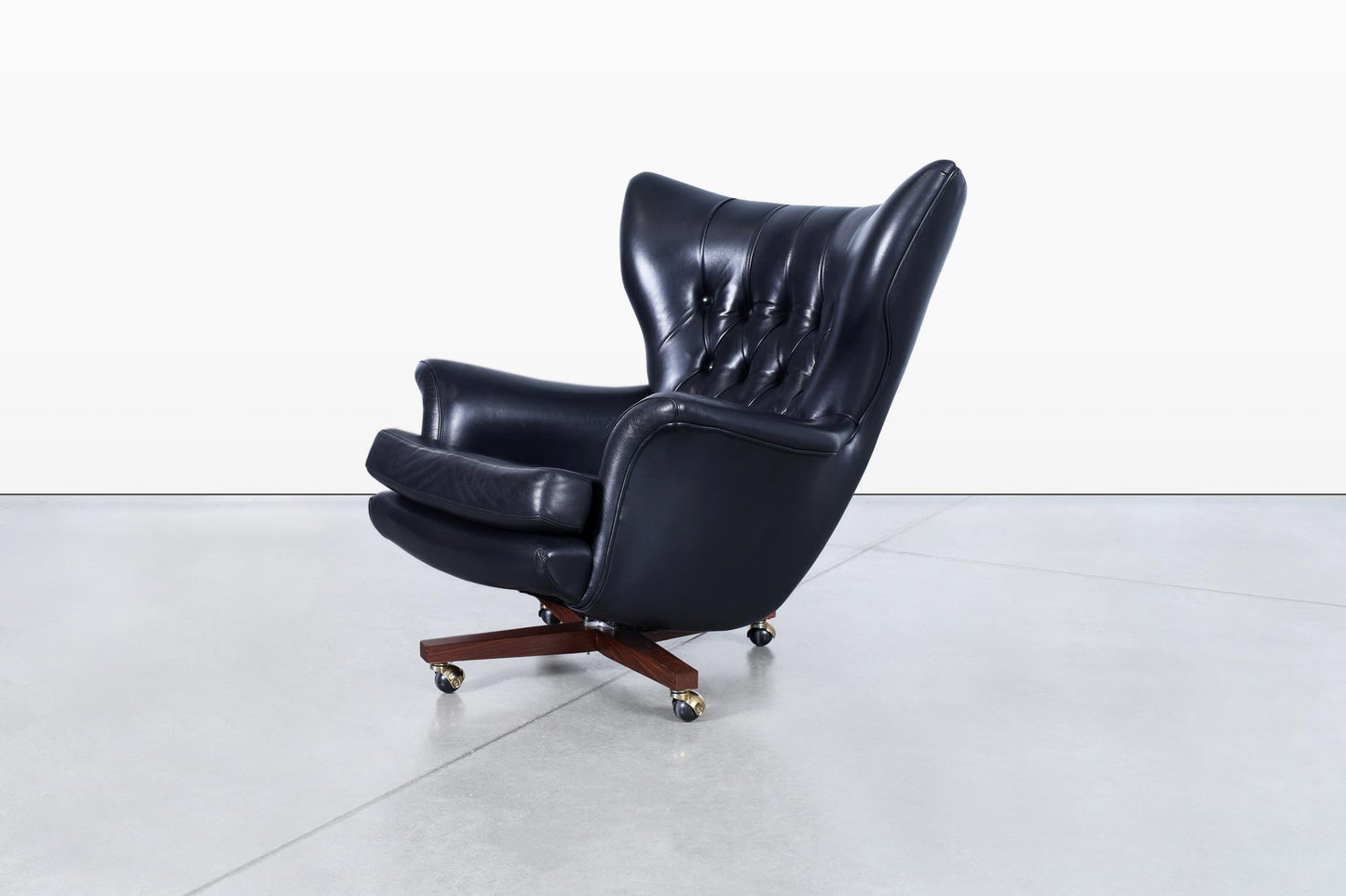 Vintage Leather Swivel Lounge Chair and Ottoman by G-Plan