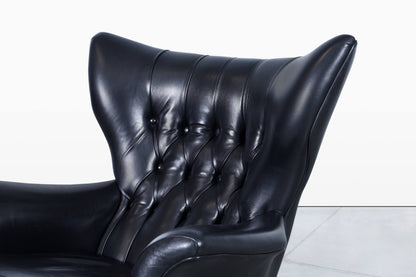 Vintage Leather Swivel Lounge Chair and Ottoman by G-Plan