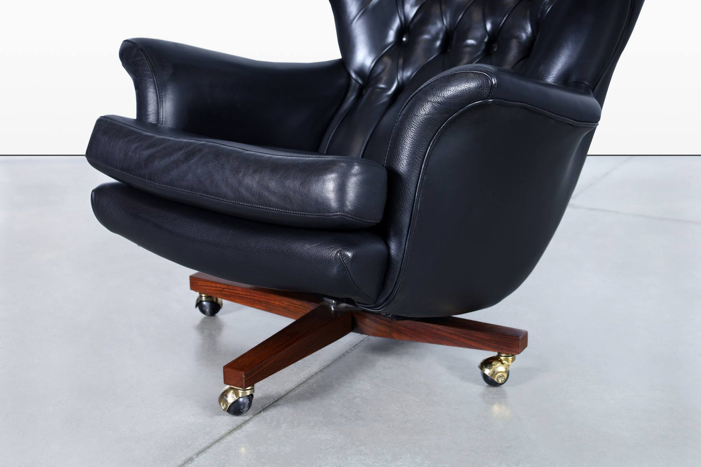 Vintage Leather Swivel Lounge Chair and Ottoman by G-Plan