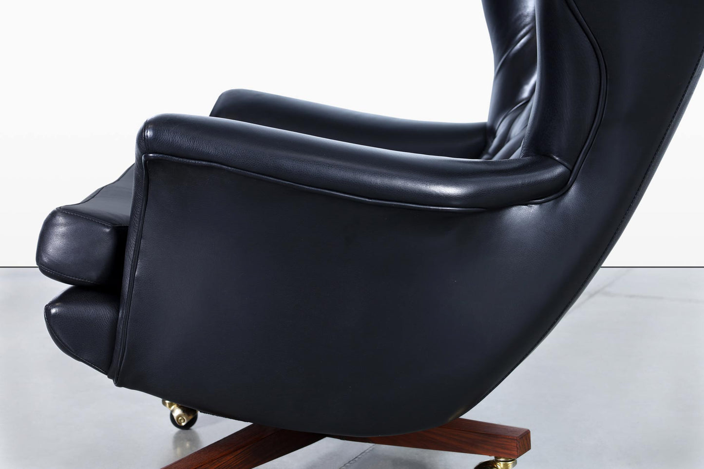 Vintage Leather Swivel Lounge Chair and Ottoman by G-Plan