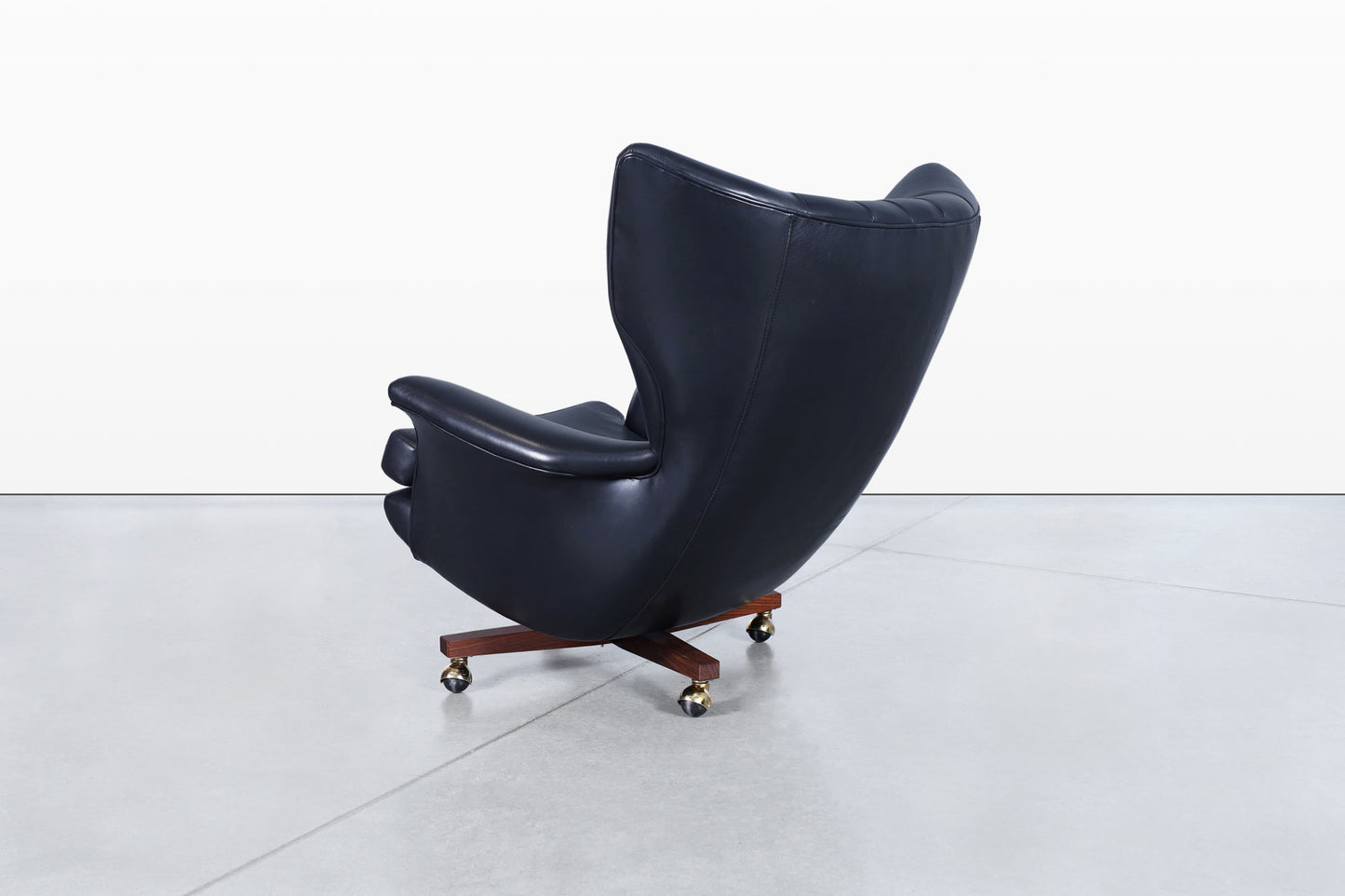 Vintage Leather Swivel Lounge Chair and Ottoman by G-Plan
