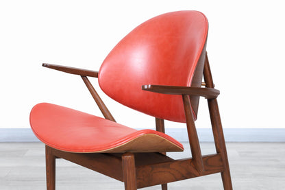 Vintage Leather "Clam Shell" Armchair by Seymour J. Wiener for Kodawood