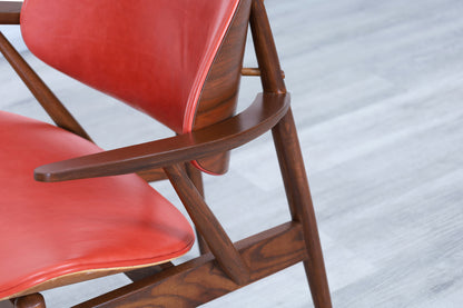Vintage Leather "Clam Shell" Armchair by Seymour J. Wiener for Kodawood
