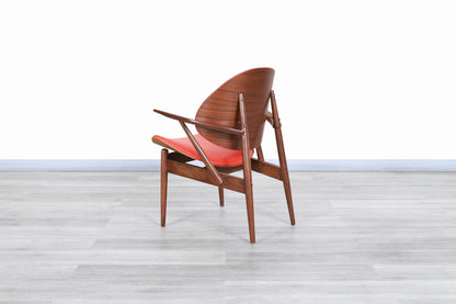 Vintage Leather "Clam Shell" Armchair by Seymour J. Wiener for Kodawood