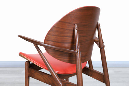 Vintage Leather "Clam Shell" Armchair by Seymour J. Wiener for Kodawood